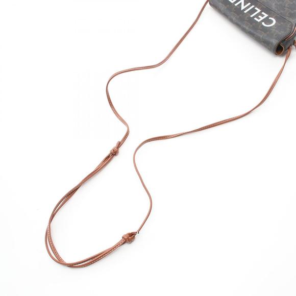 Celine Triomphe Triangle Canvas Shoulder Bag Black Brown - Picture 5 of 7